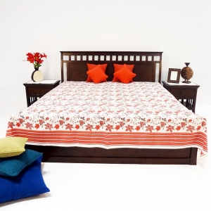 Poinsettia Block Printed Cotton Double Bed Cover Manufacturer Supplier Wholesale Exporter Importer Buyer Trader Retailer in Panaji Goa India